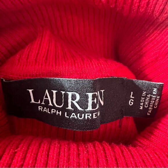 Ralph Lauren black label red fitted ribbed turtleneck L - Picture 6 of 6